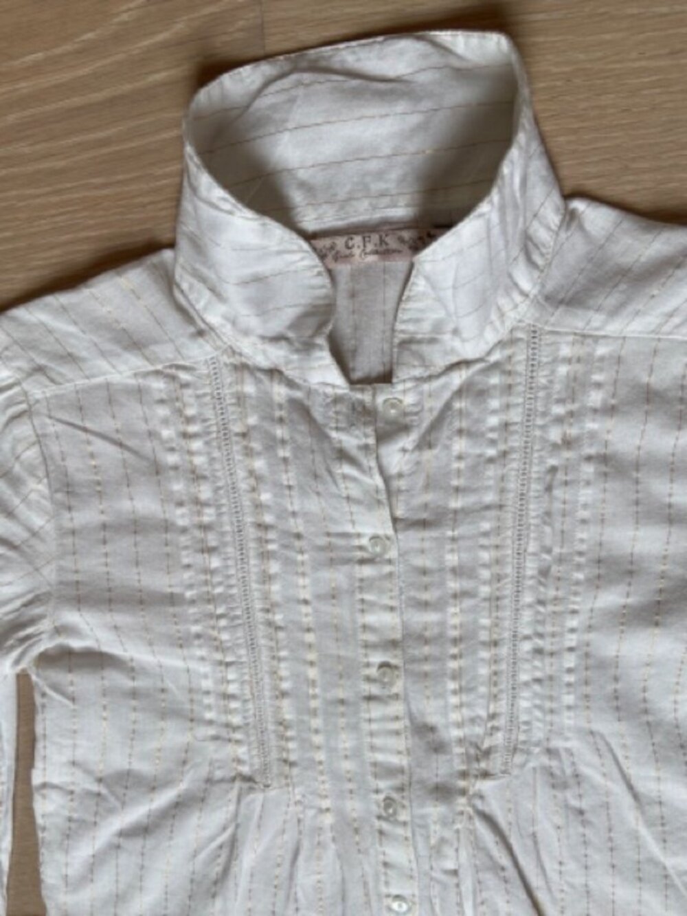 C.F.K., Kids White cotton blouse with gold treading, size: 8 yrs old